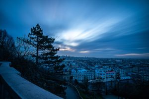 Dawn breaks over Paris viewed from Sacré-Cœur, Montmartre dawn breaks over Paris viewed from Sacré-Cœur, Montmartre